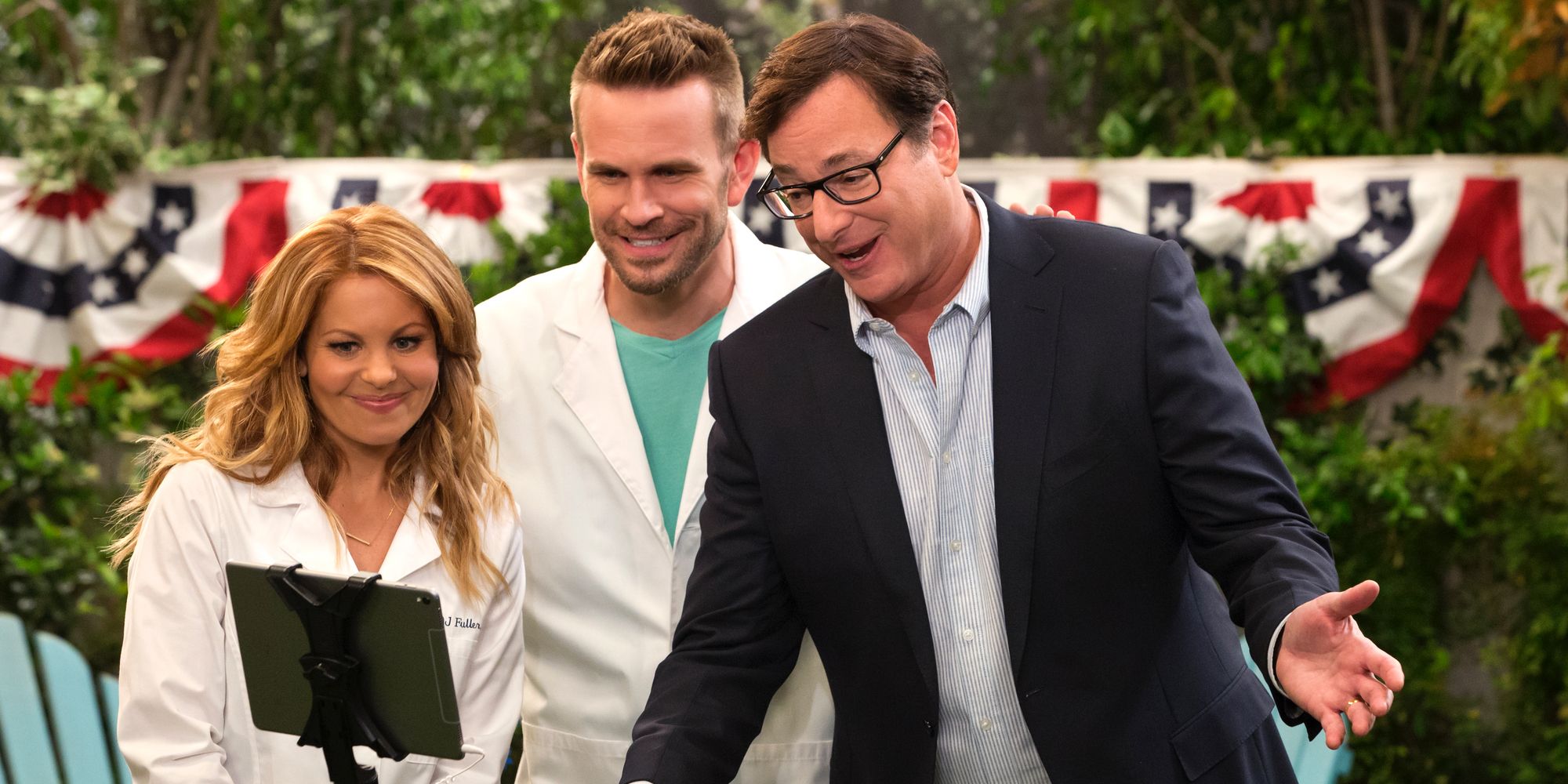 Candace Cameron Bure and Bob Saget in Fuller House