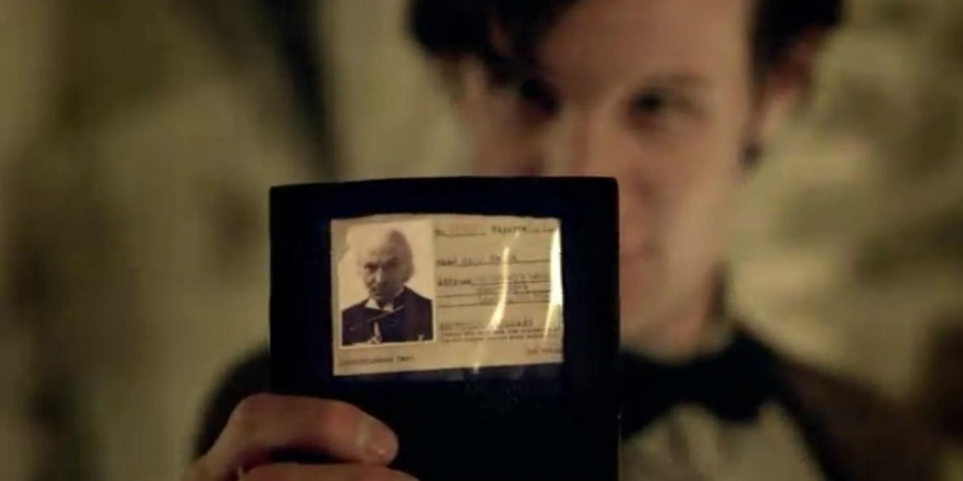 The Eleventh Doctor showing off his ID in Doctor Who