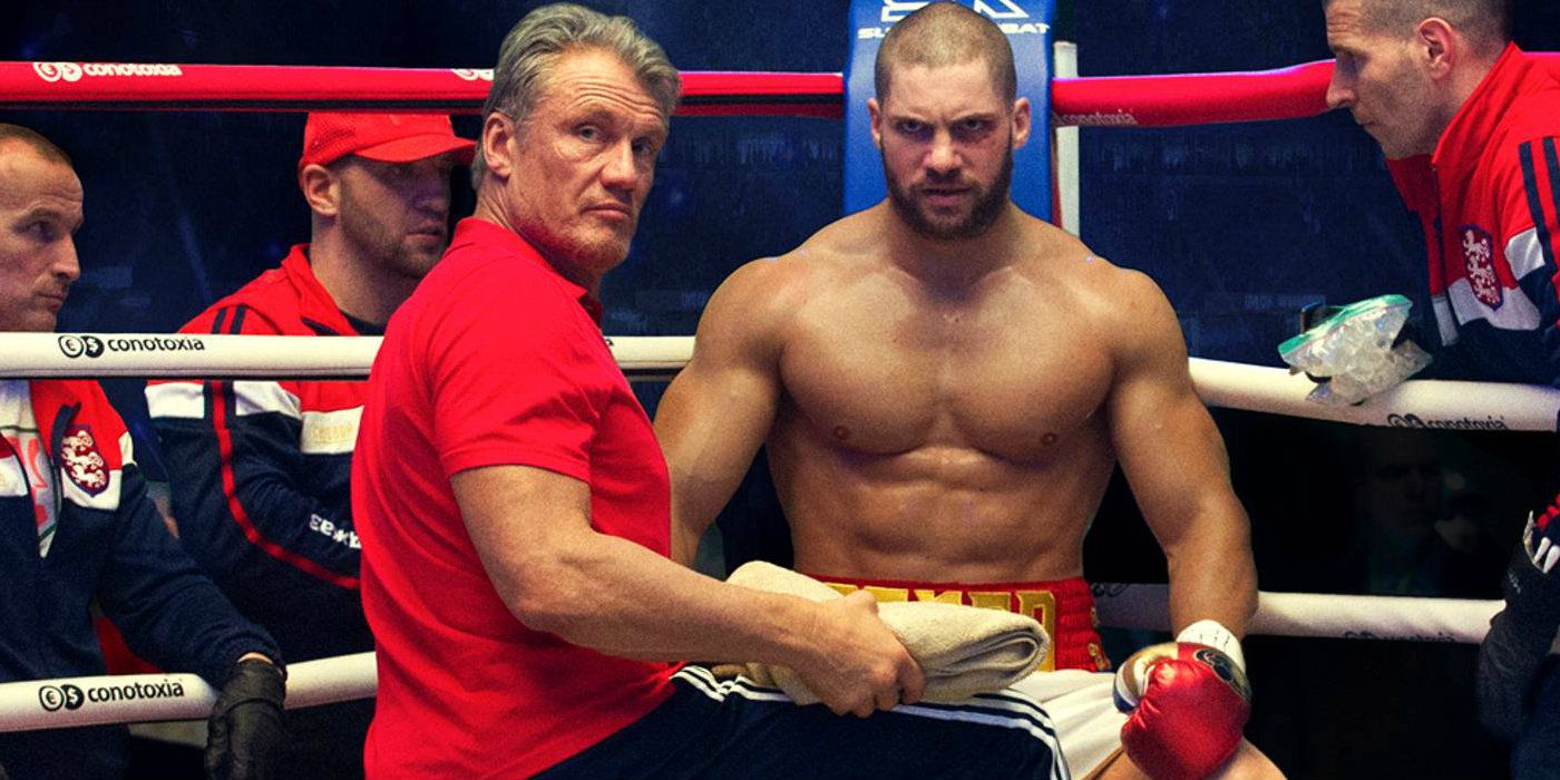 Dolph Lundgren and Florian Munteanu as the Dragos at the side of the ring in Creed II
