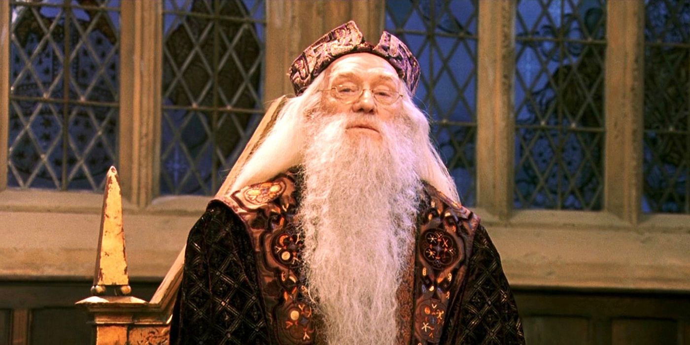 Dumbledore talking to his students.