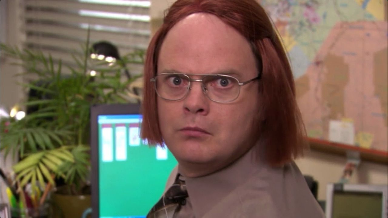 Dwight Schrute in a Meredith Wig