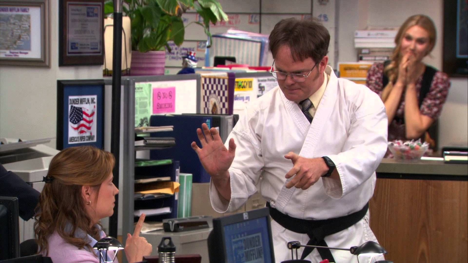Dwight showing off his Karate in The Office