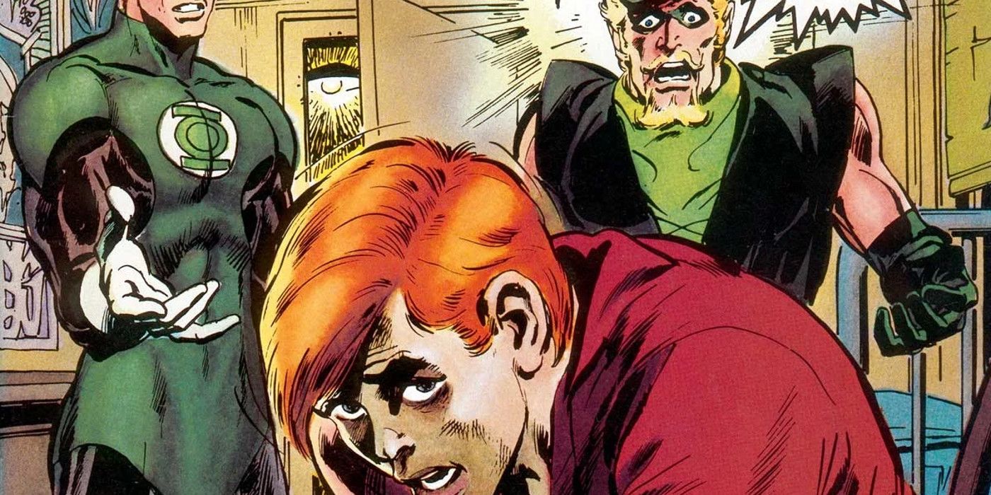 Green Arrow discovers Speedy uses drugs in Green Lantern #85.