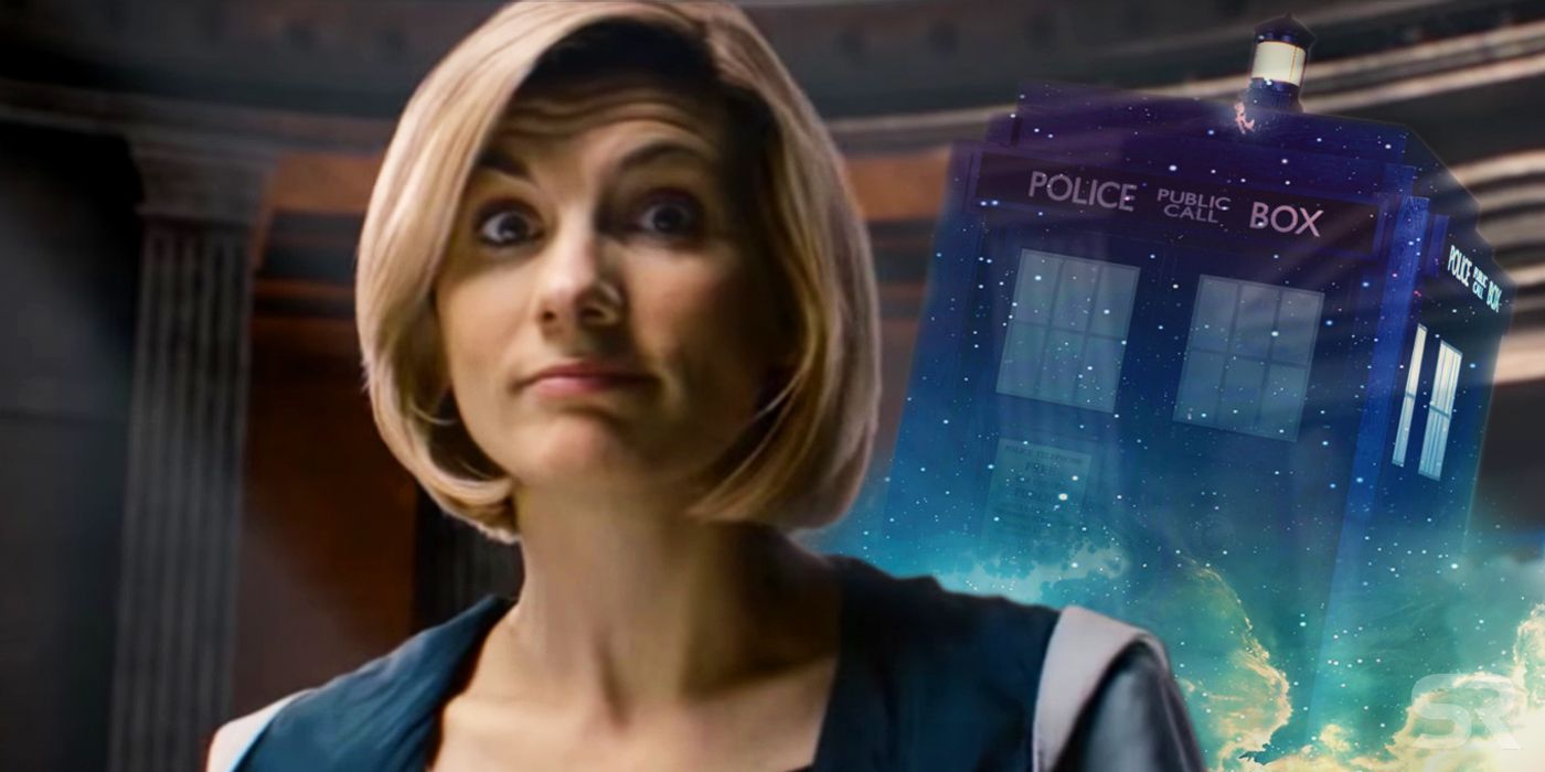 Jodie Whittaker as Doctor Who with the TARDIS