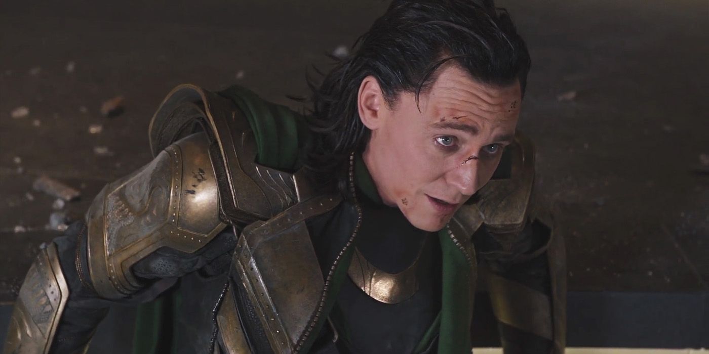 Loki looks up from the ground in The Avengers
