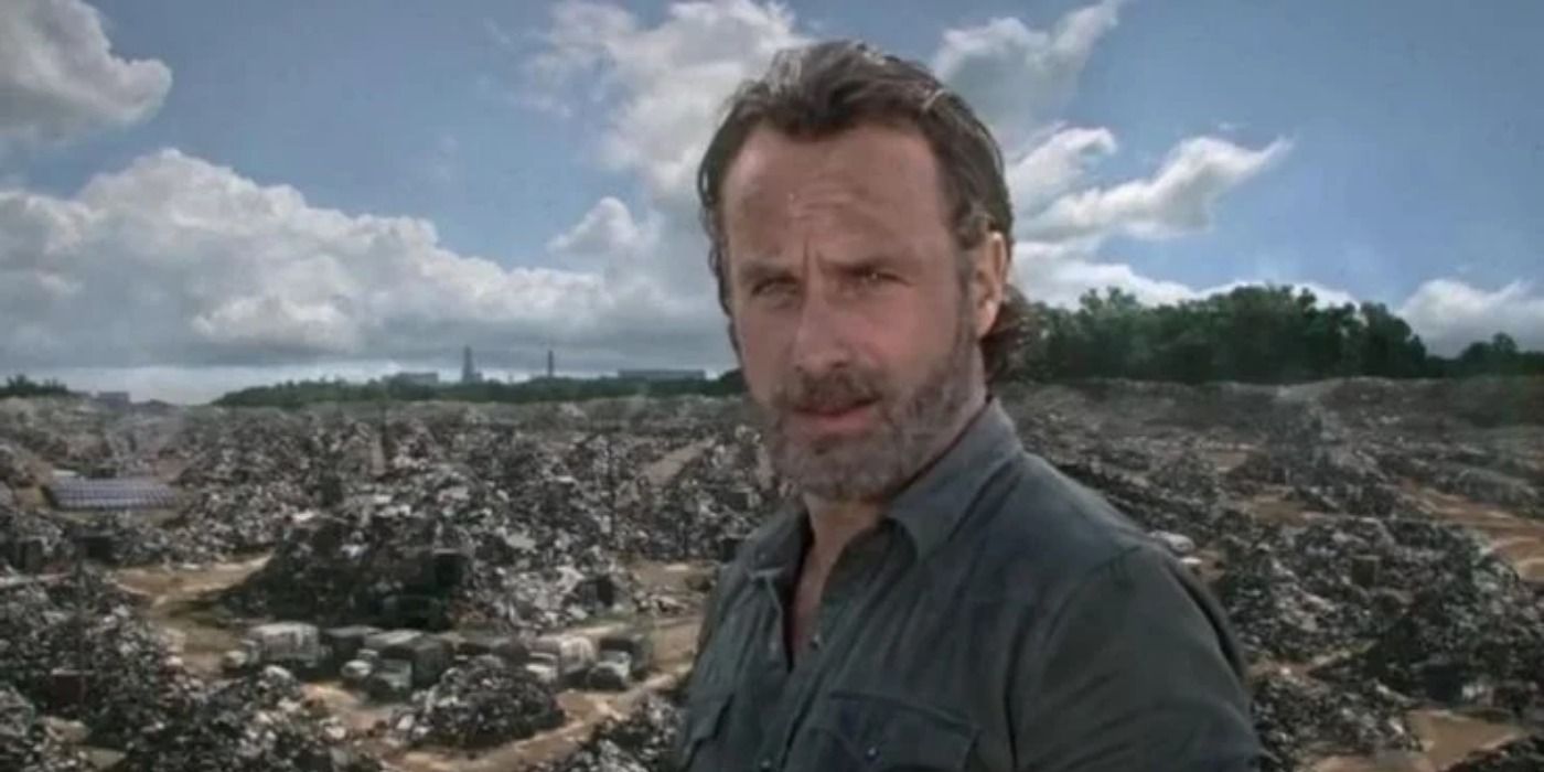 Rick looking on in The Walking Dead.