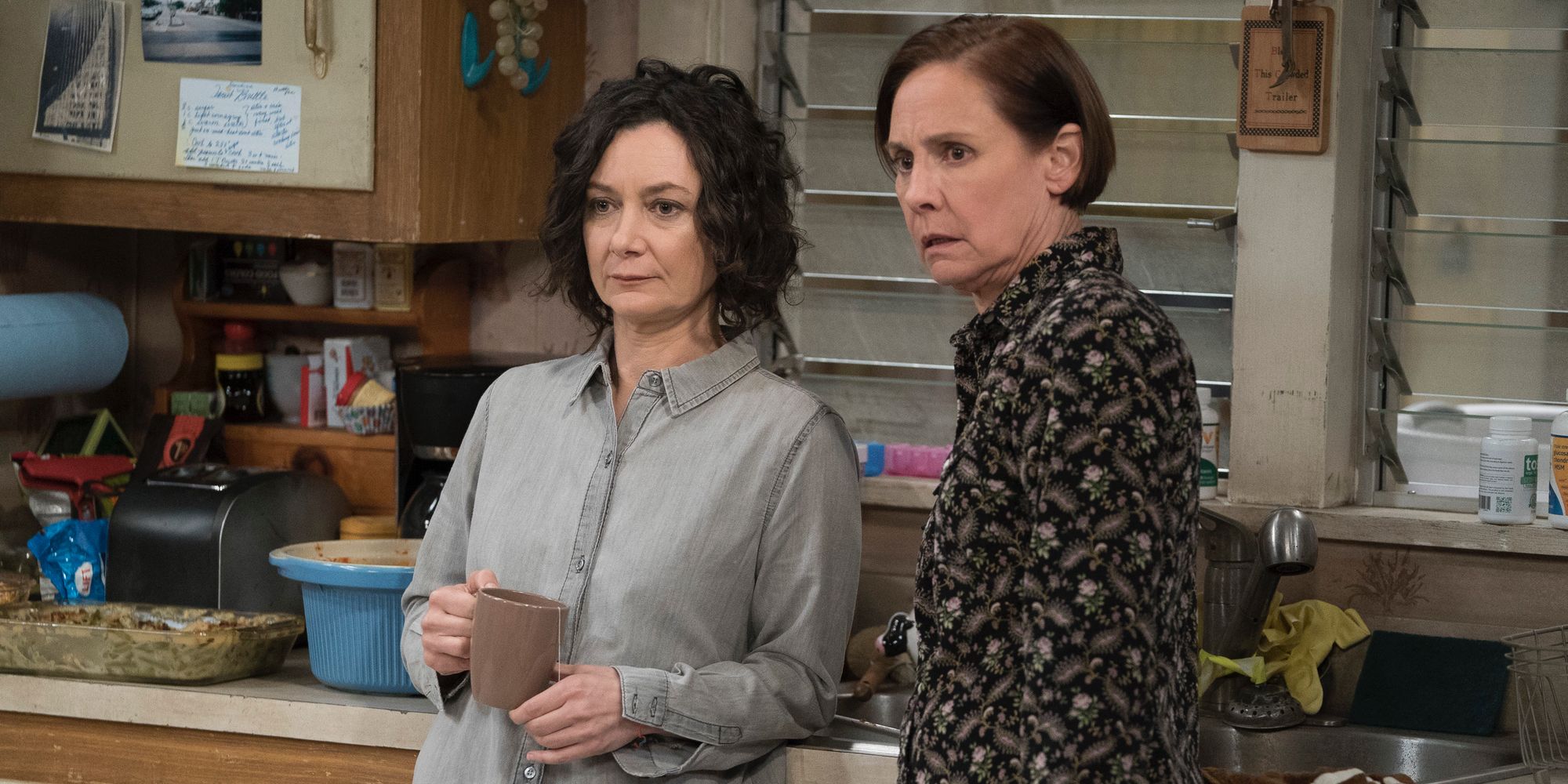 Sara Gilbert and Laurie Metcalf in The Conners