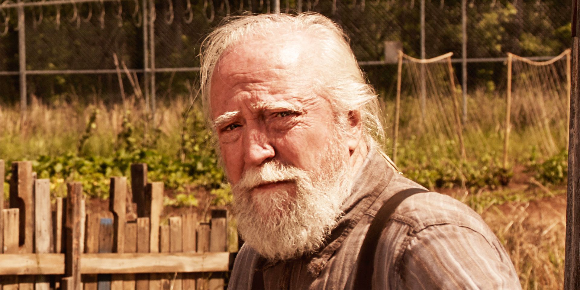 Hershel Greene parece sério em The Walking Dead