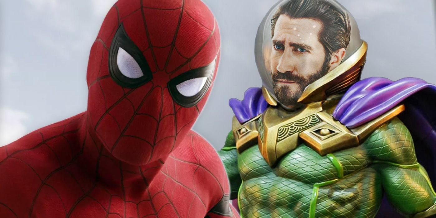 Spider-Man and Jake Gyllenhaal as Mysterio in Far From Home