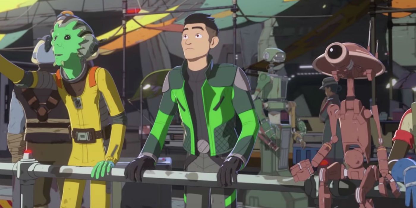 Kaz, Neeku, and a Pit Droid in Star Wars Resistance