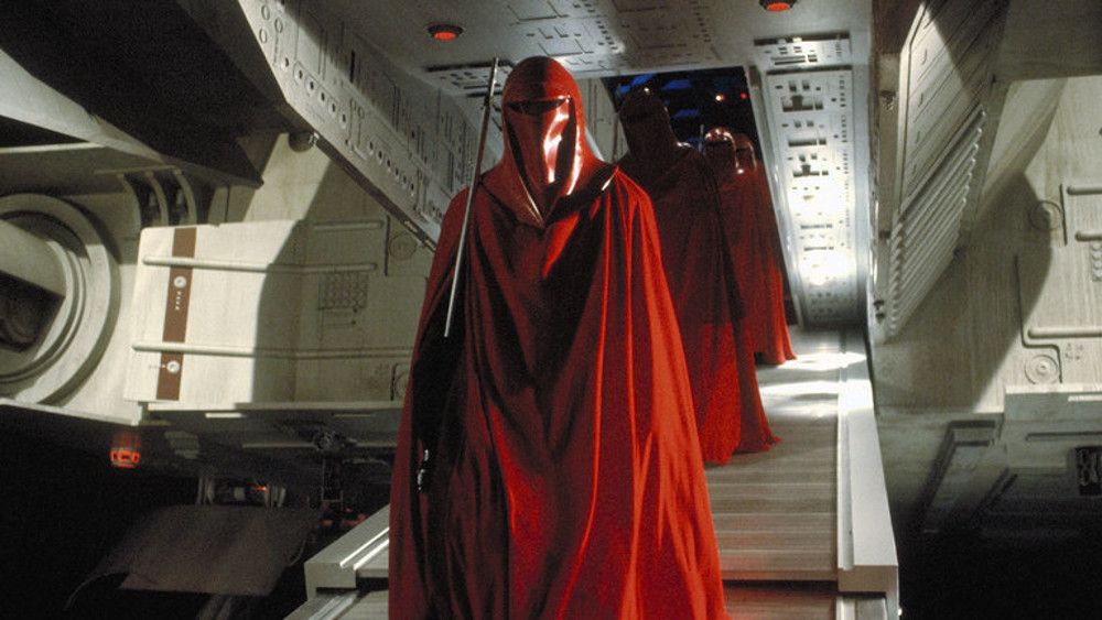 Star Wars The Imperial Royal Guard arrives on the second Death Star with the Emperor in Return Of The Jedi