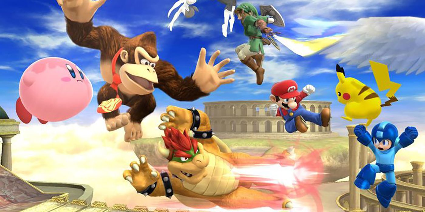 Characters battling in Super Smash Bros. For Wii U