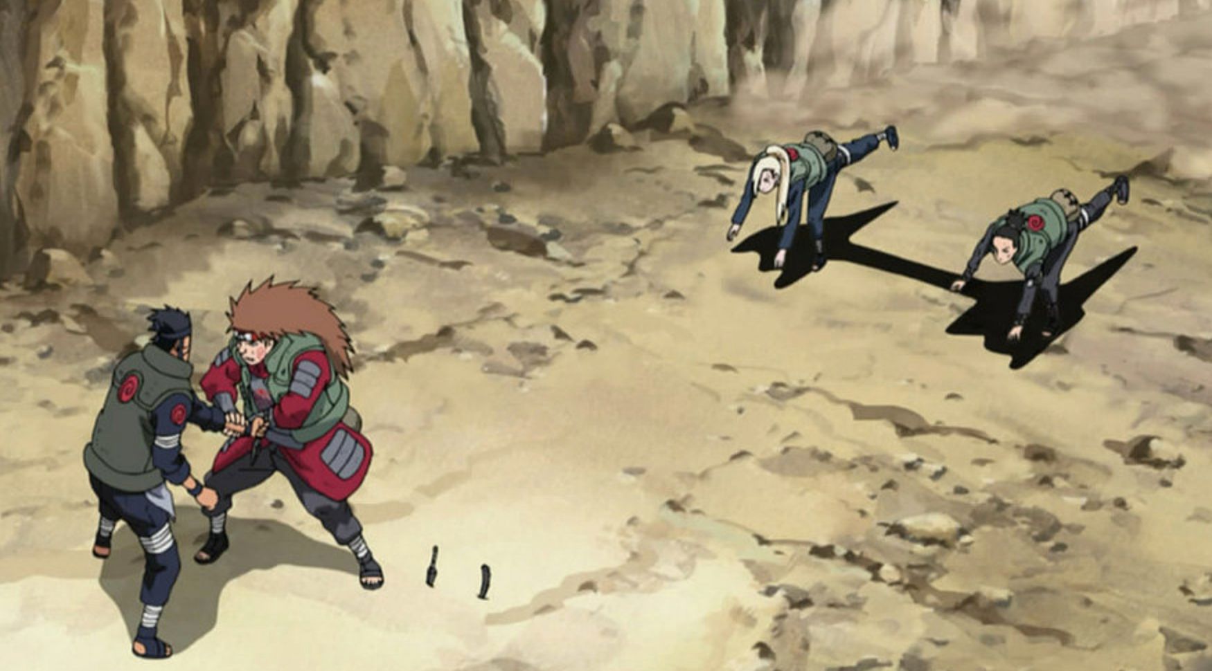 Choji leads Team 10 in a fight against a reanimated Asuma in Naruto Shippuden