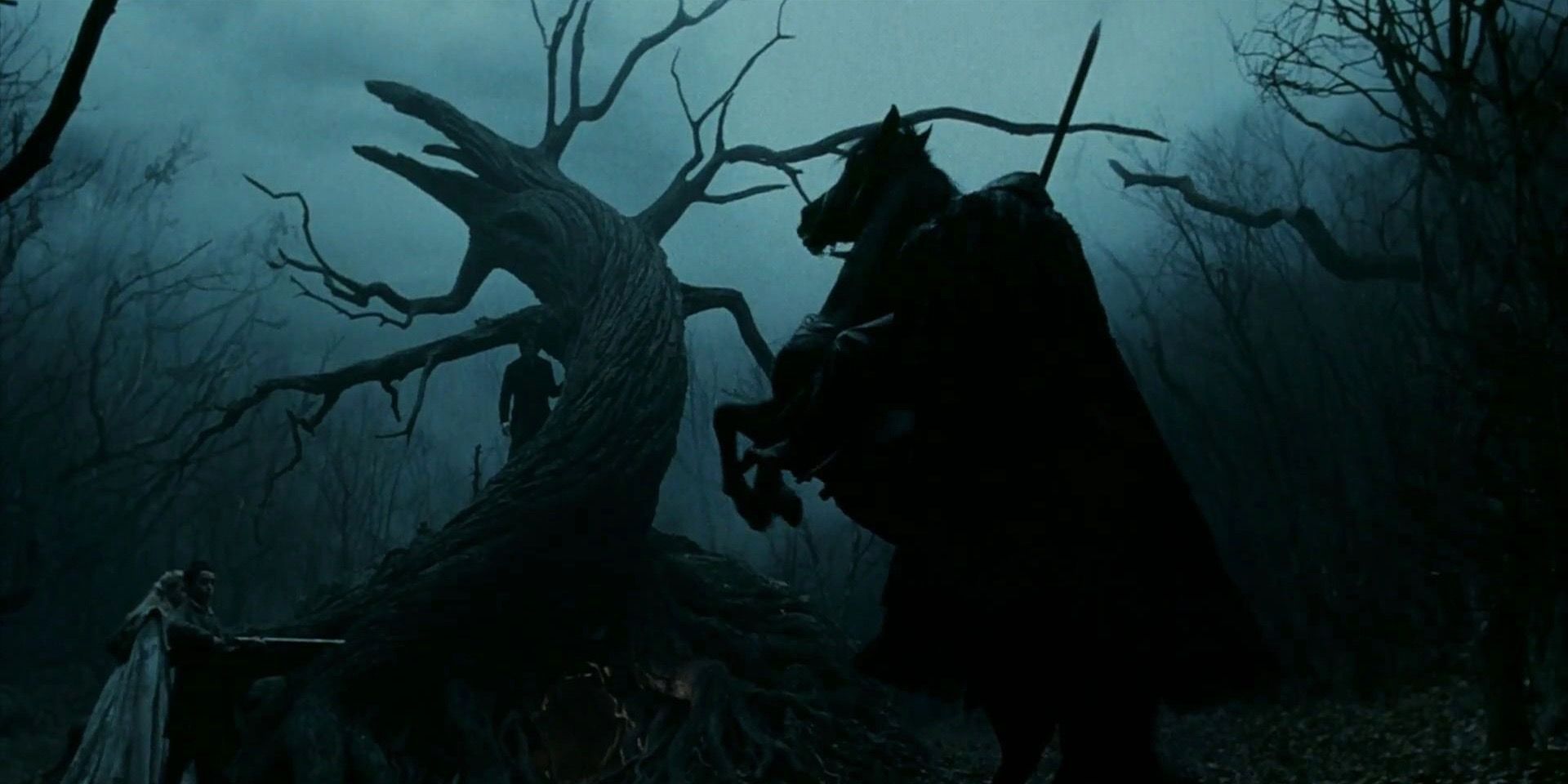 The Headless Horseman in Sleepy Hollow riding in the night