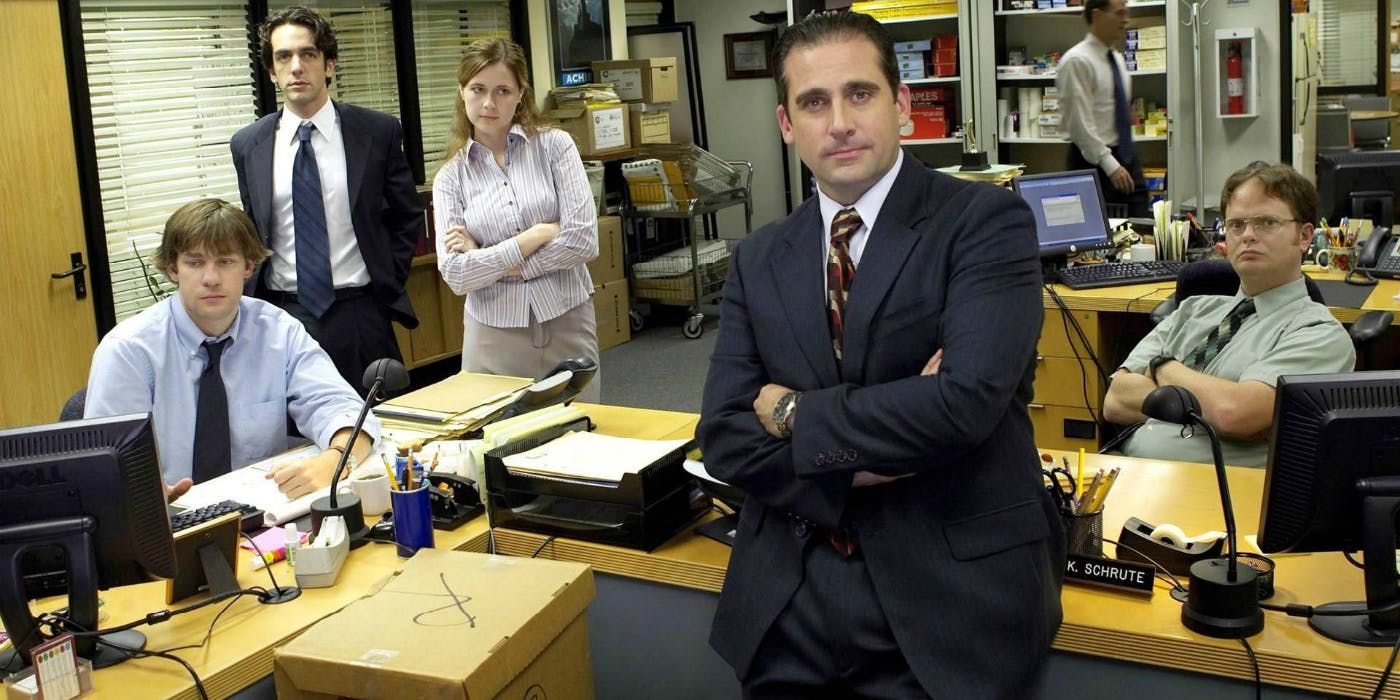 The cast of The office US posing for a promo photo