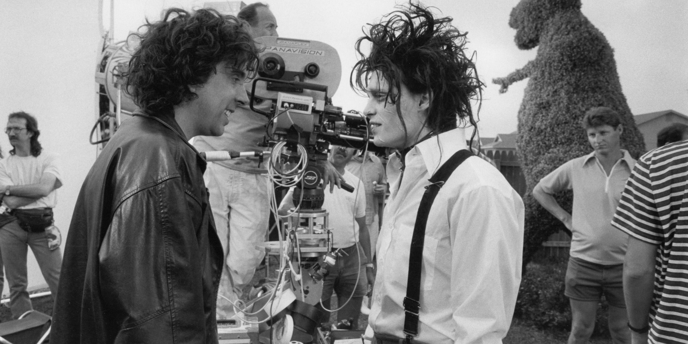 Tim Burton and Johnny Depp on Set of Edward Scissor Hands
