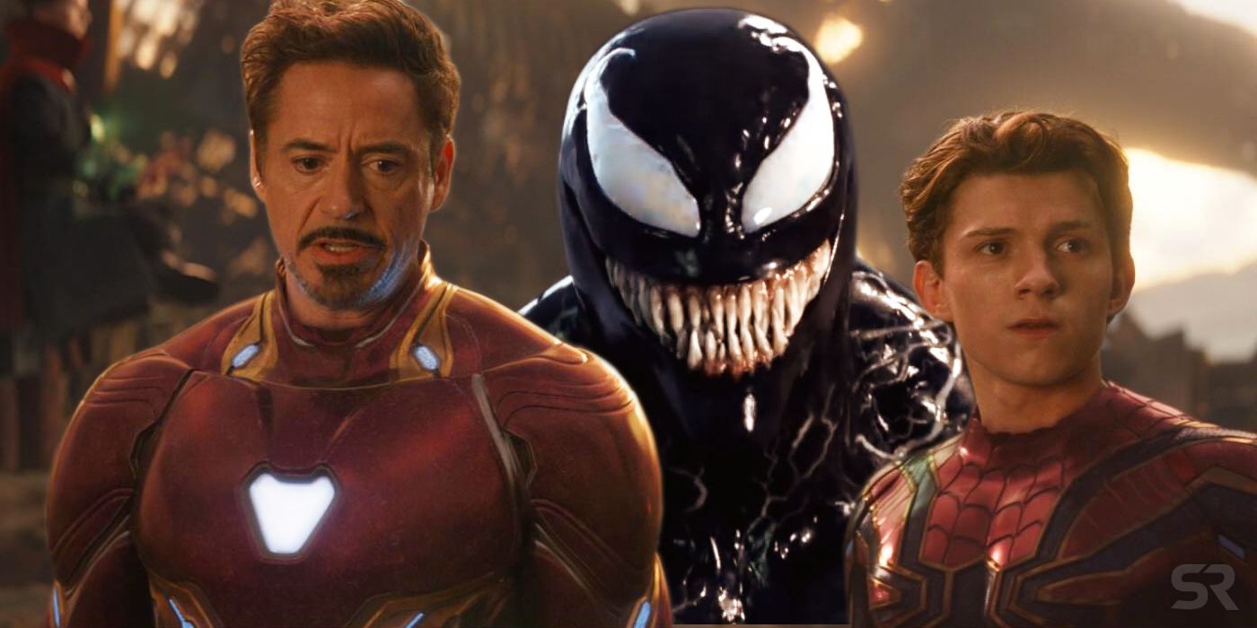Tony Stark Peter Parker and Venom on Titan