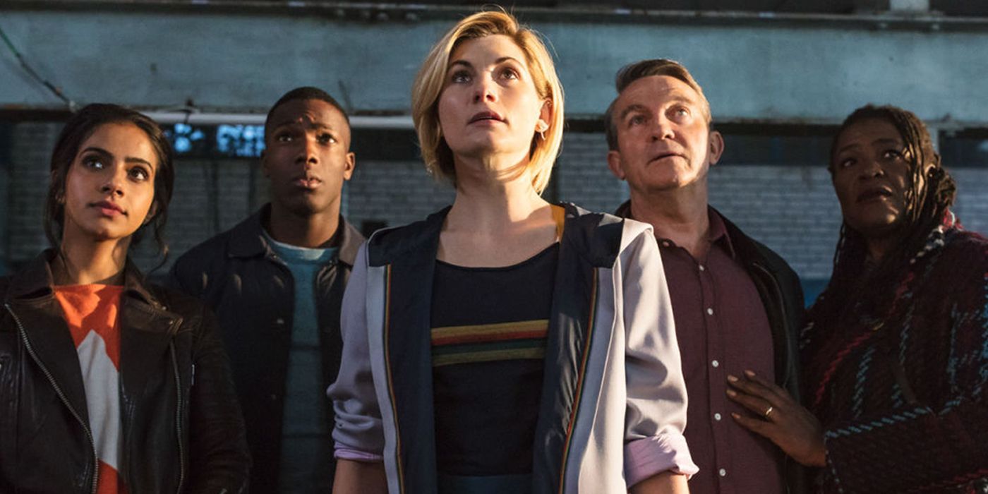 Tosin Cole Mandip Gil Jodie Whittaker Bradley Walsh and Sharon D Clarke in Doctor Who
