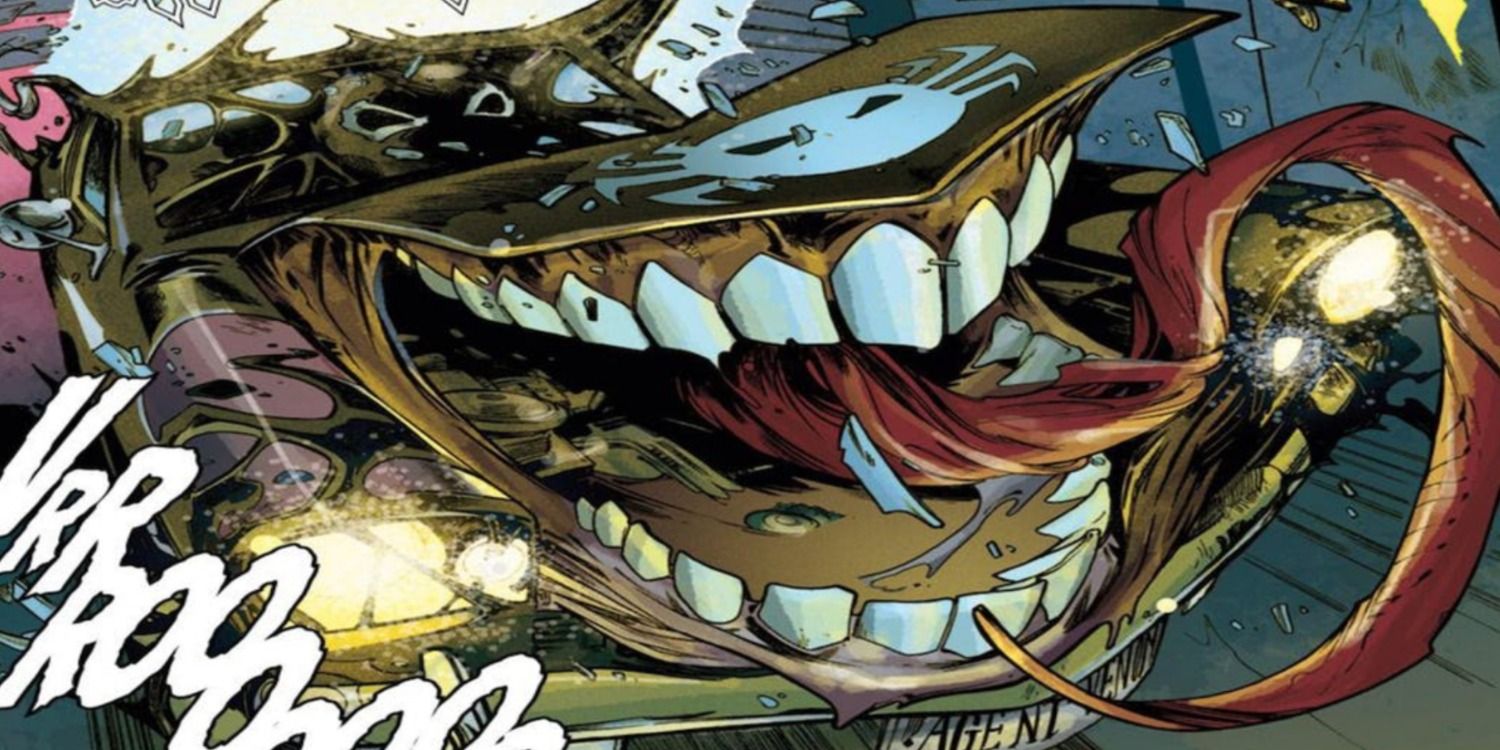 After bonding with a car, the vehicle has Venom's signature tongue and teeth under its hood in Marvel comics