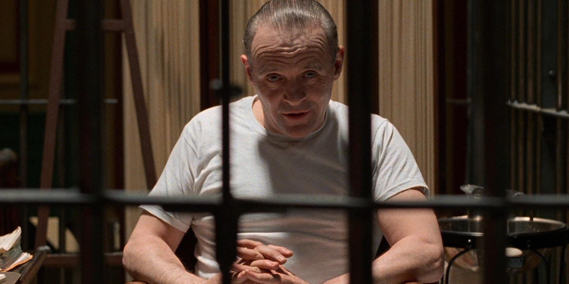 Anthony Hopkins in a jail cell in The Silence of the Lambs.