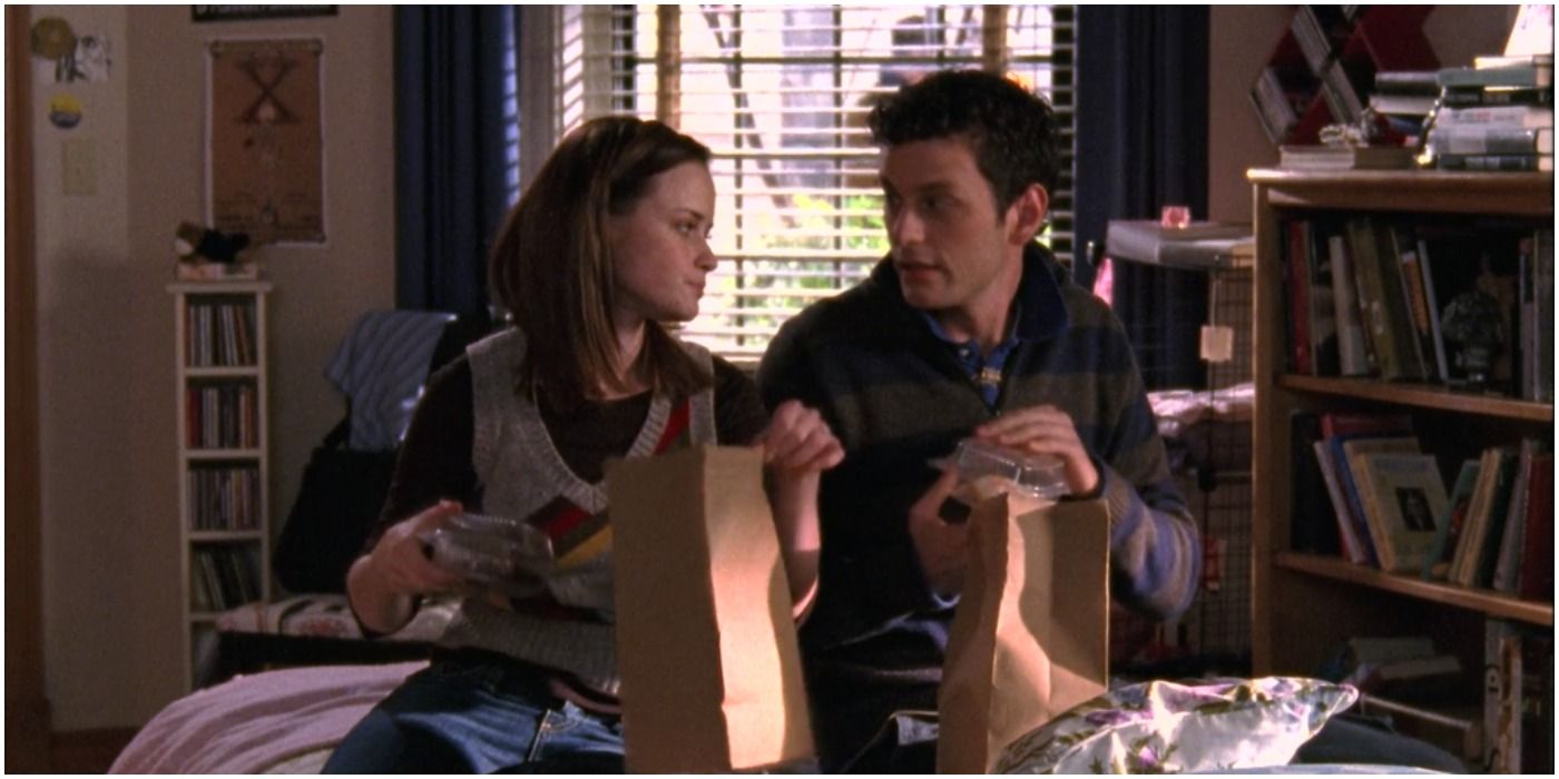 Alexis Bledel as Rory and Wayne Wilcox as Marty in Gilmore Girls