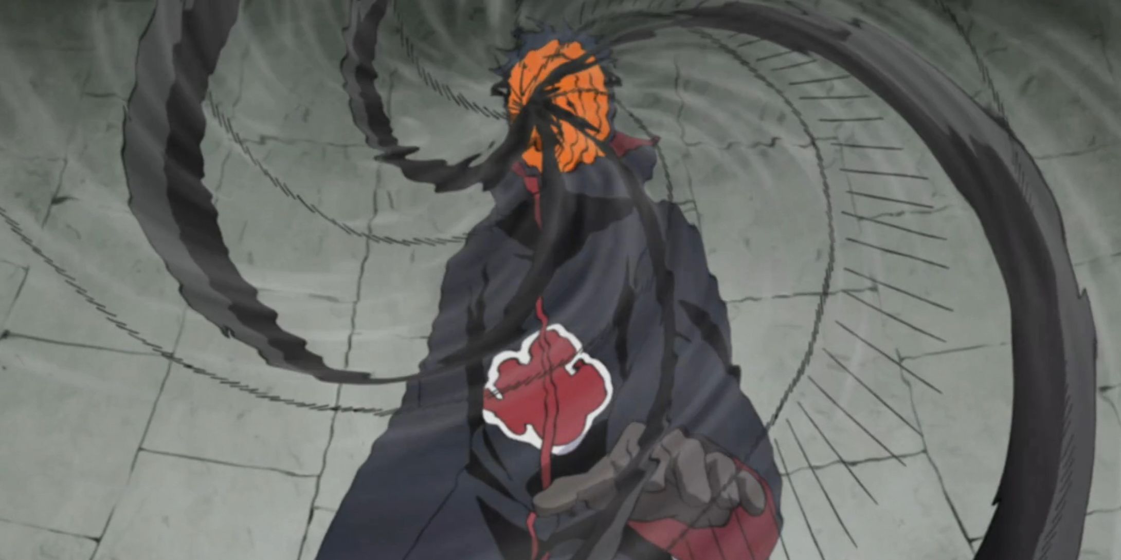 A masked Obito uses space time migration in Naruto Shippuden