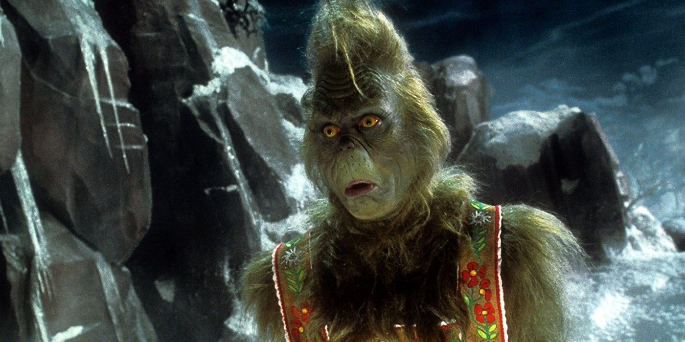 A shocked Grinch wears traditional garb in How the Grinch Stole Christmas