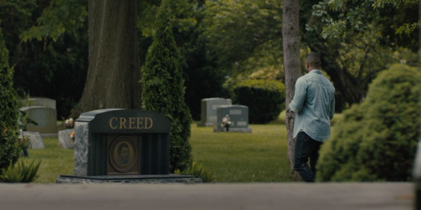 Adonis Creed visits Apollo Creed's Grave