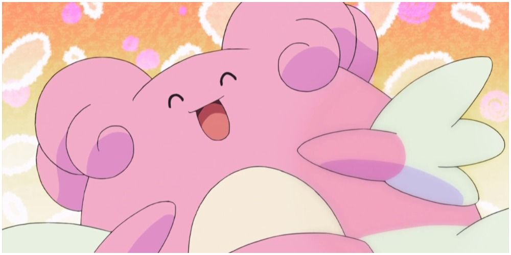 Blissey sorrindo no anime Pokémon.