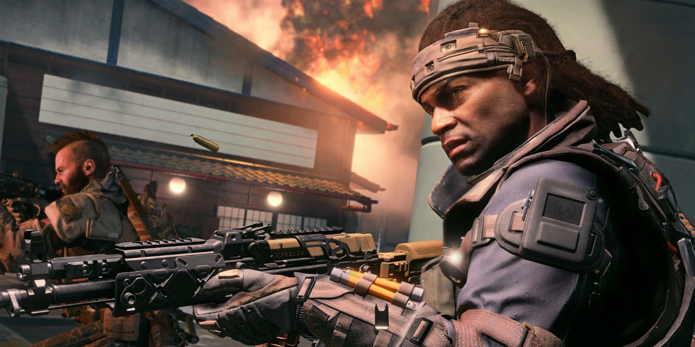 A soldier wields a machine gun in Call of Duty Black Ops 4