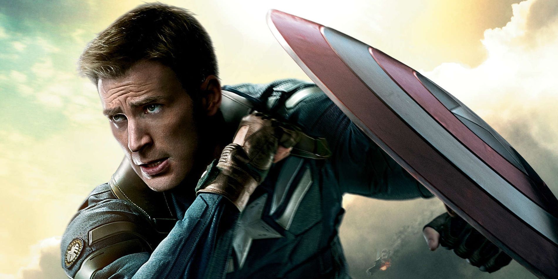 Steve Rogers holding the Captain America shield on his arm in Captain America: The Winter Soldier