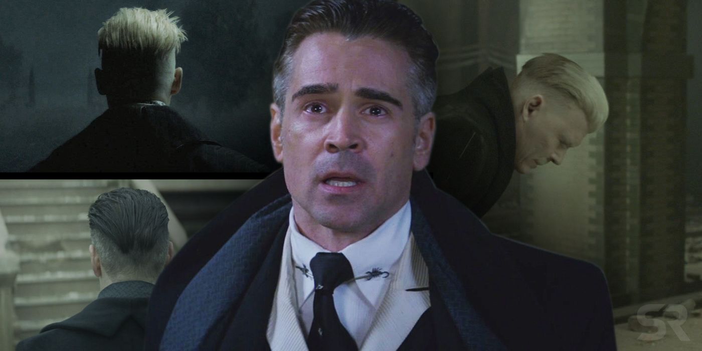 Colin Farrell as Graves and Johnny Depp as Grindelwald in Fantastic Beasts