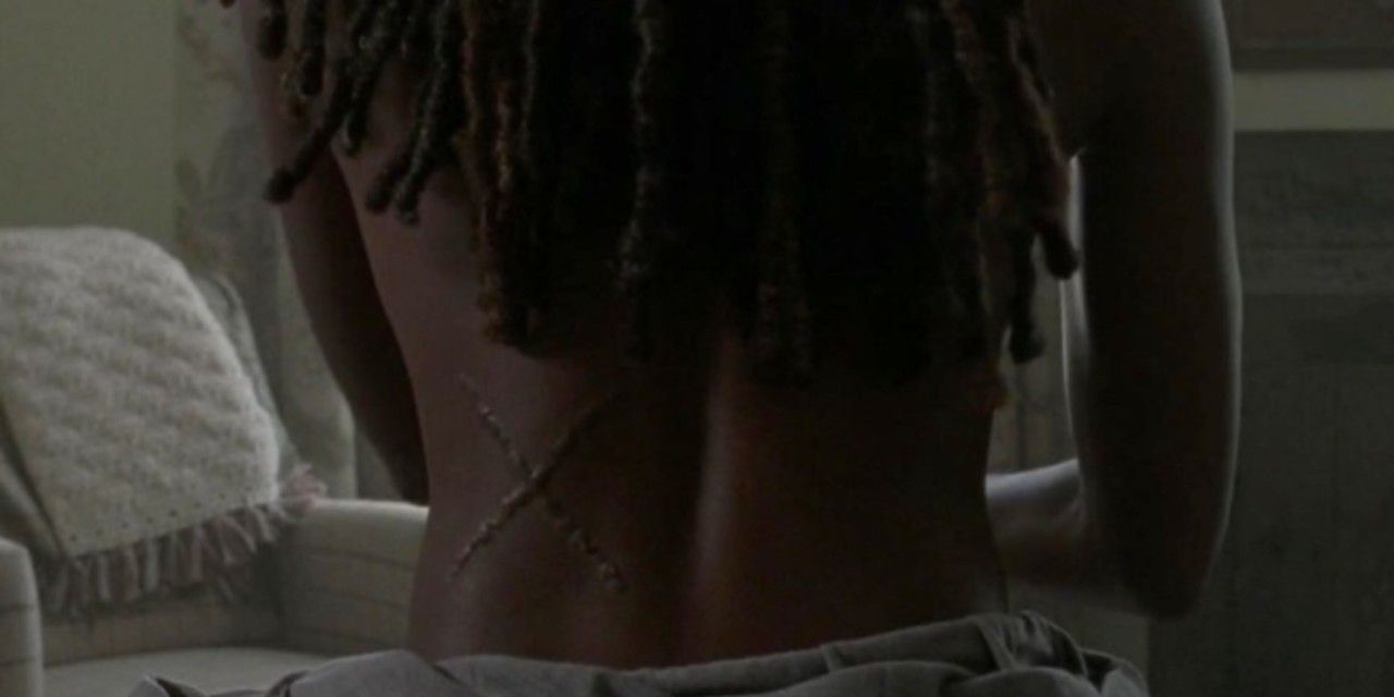Danai Gurira as Michonne scar in The Walking Dead