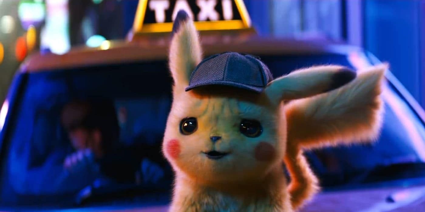 Detective Pikachu on a Taxi Cab in Pokemon Detective Pikachu