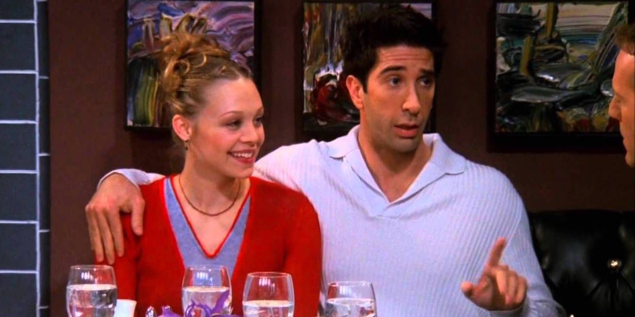Ross and Elizabeth on a date with her father in Friends 