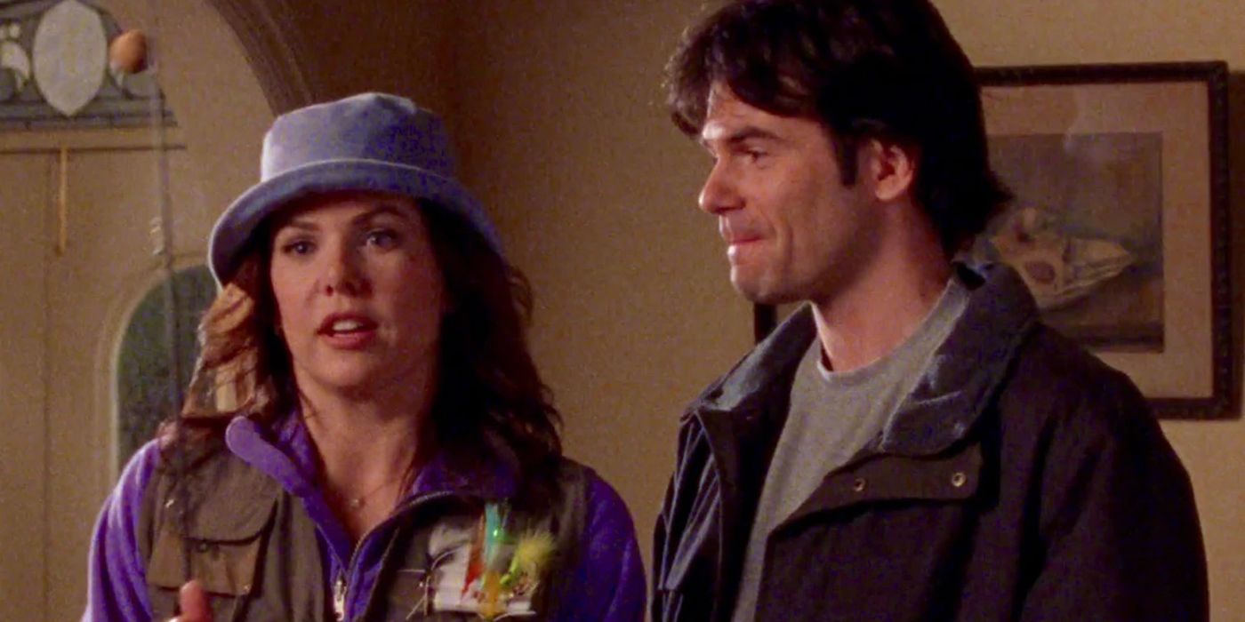 Alex and Lorelai at the Gilmore house in Gilmore Girls