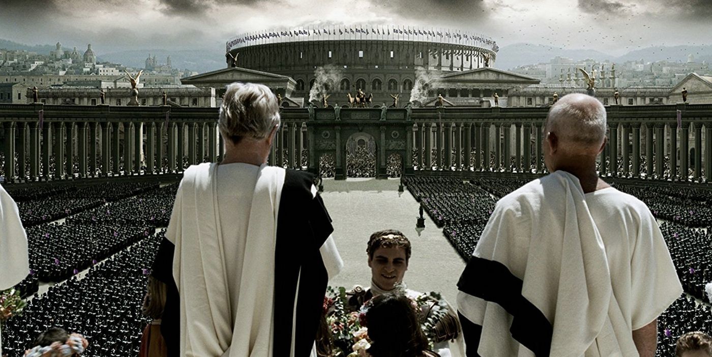 Commodus (Joaquin Phoenix) ascending the stairs in Gladiator