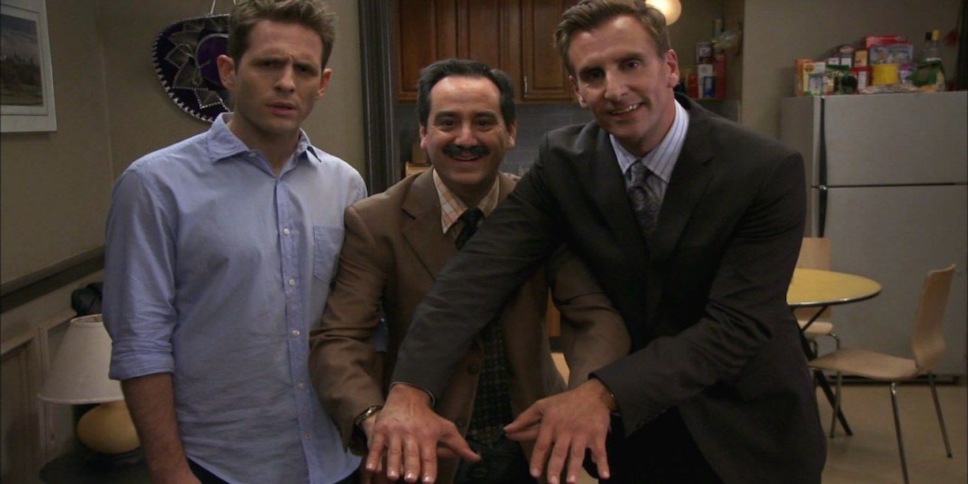 Uncle Jack with dennis and the Lawyer covering his hands