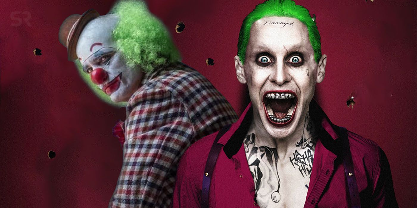 Joaquin Phoenix and Jared Leto as the Joker