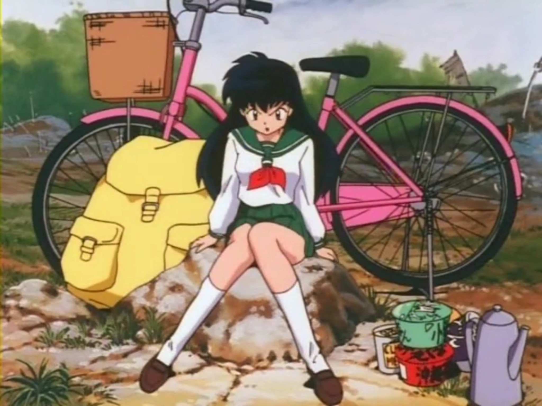 Kagome and her bicycle Inuyasha