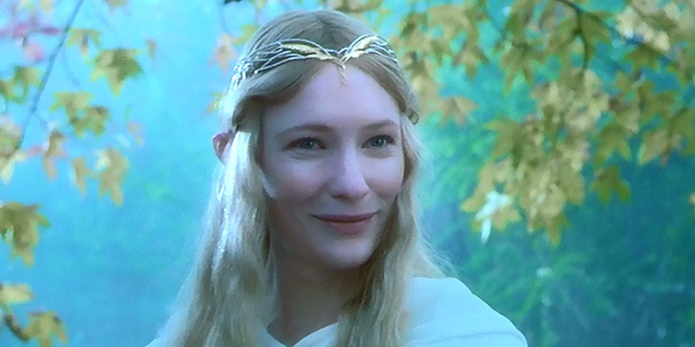 Galadriel smiles at Gimli's shyness in Fellowship of the Ring