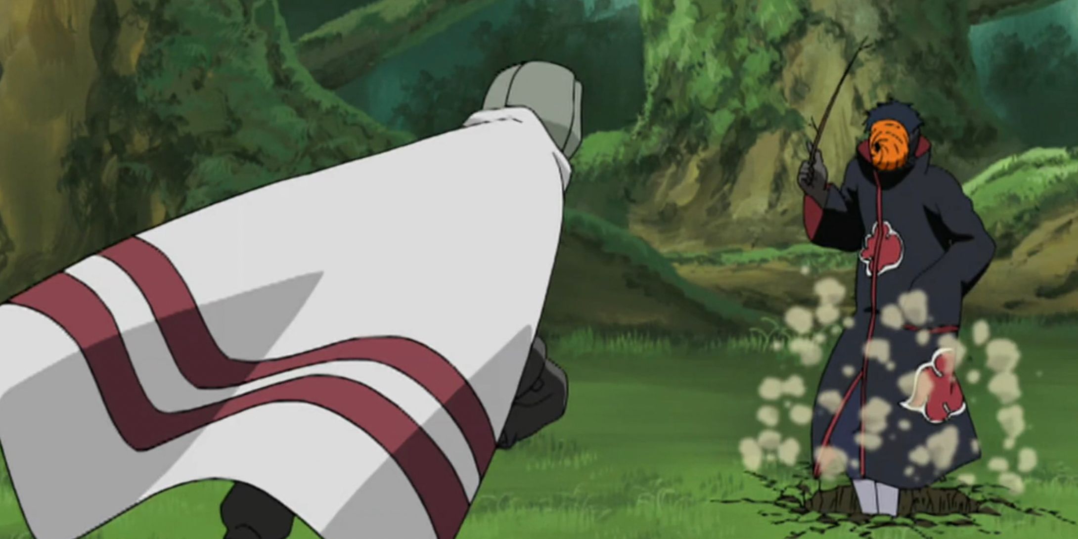 Obito emerges from the ground using the whack a mole technique in Naruto Shippuden