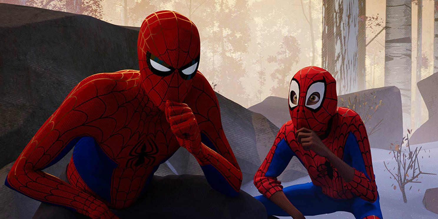 Spider-Man teaches Miles Morales in Into The Spider-Verse