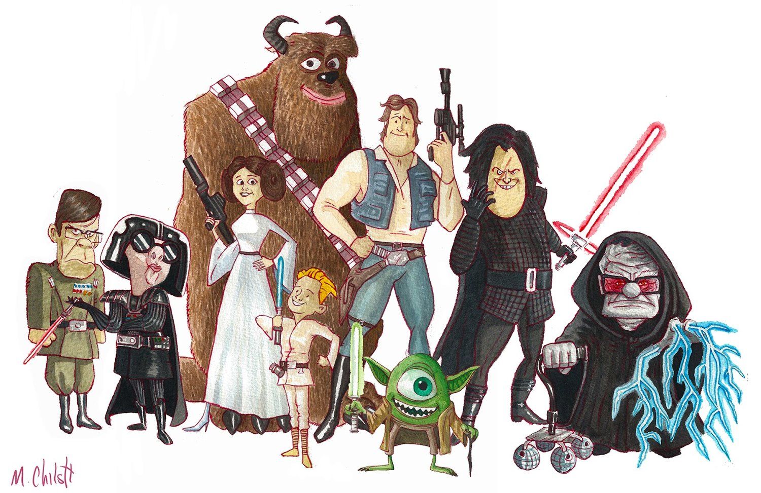 Pixar and Star Wars Mashup characters