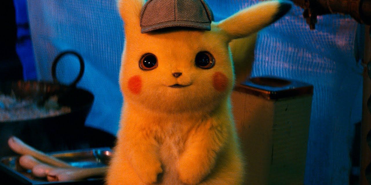 Detective Pikachu smiling in the film of the same name.