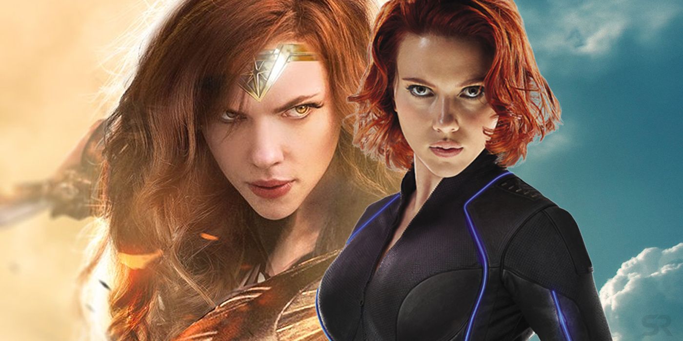 Scarlett Johansson as Black Widow and Wonder Woman