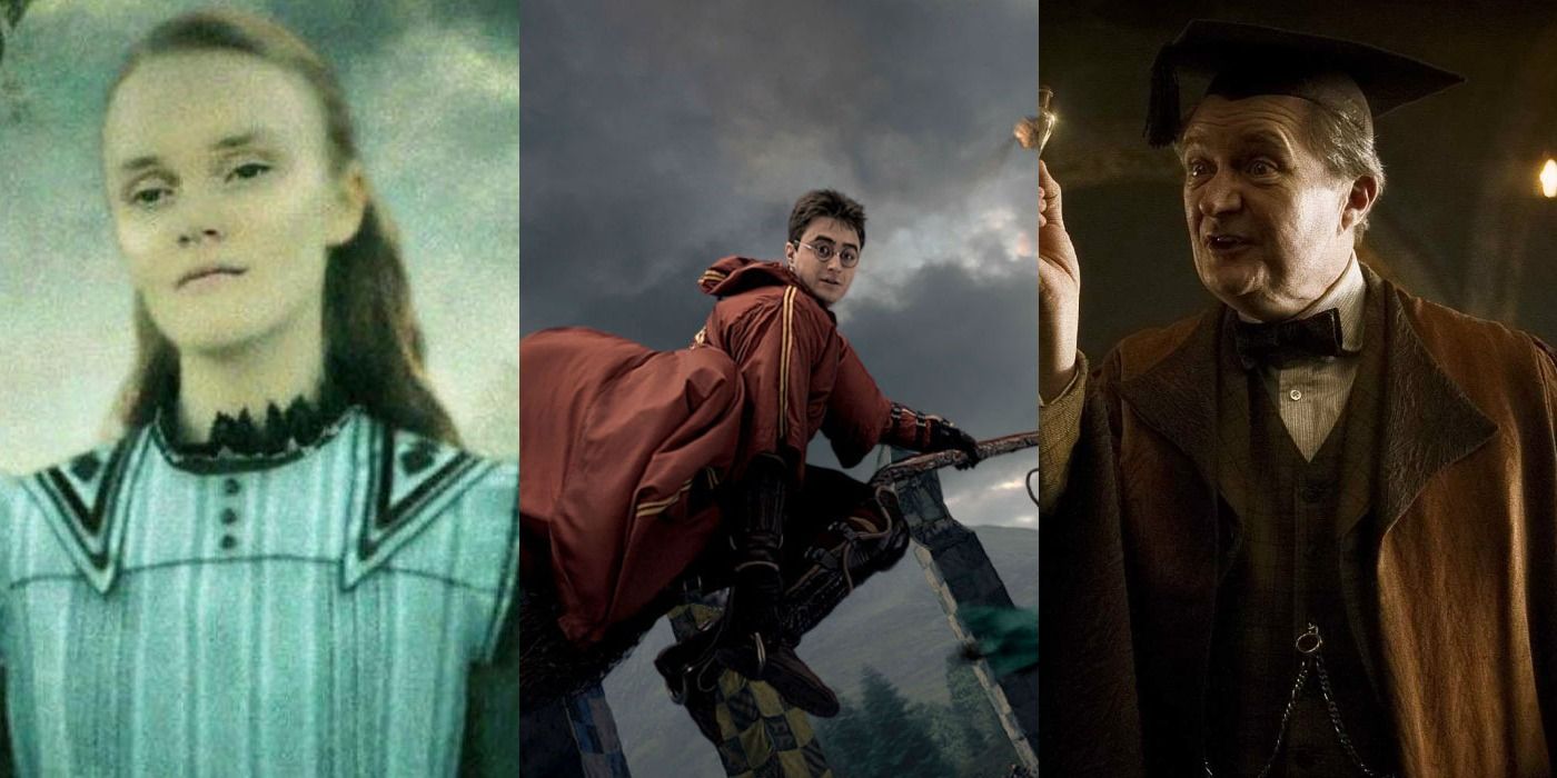 Split image of Ariana Dumbledore, Harry Potter and Slughorn in Wizarind feature