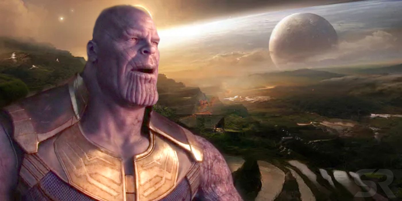 Thanos sorrindo fazenda arte final dos Vingadores