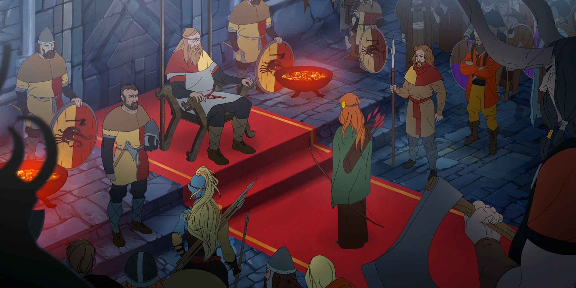 The throne room displayed in Banner Saga 3