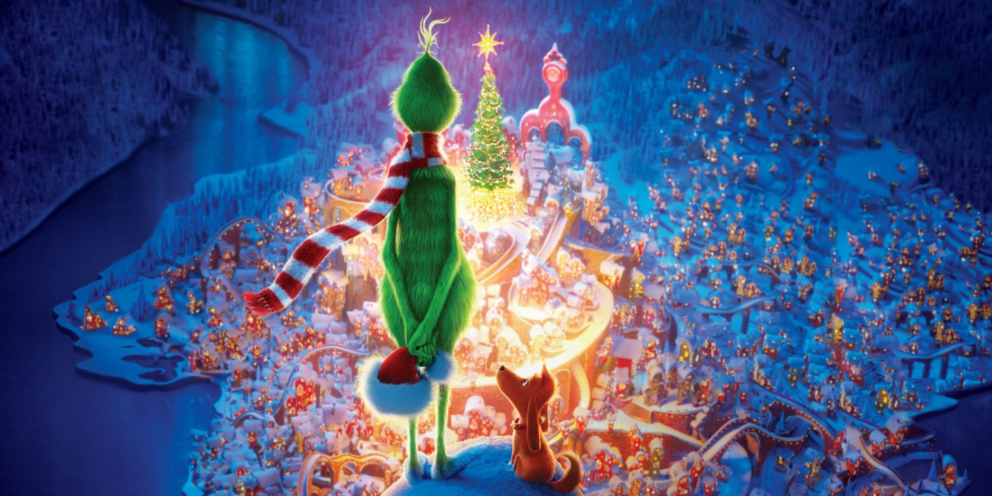 The Grinch looking at Whoville
